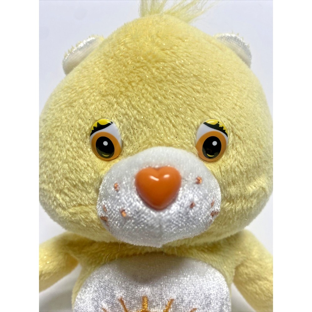 Care Bears FUNSHINE BEAR Sunshine Sun Yellow 2004 8" Bean Plush Stuffed Sparkly